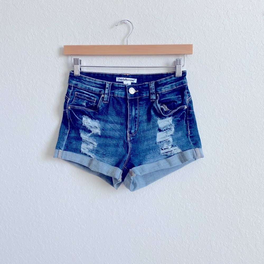 Charlotte Russe Distressed Cuffed Shorts.  Size 5.  Excellent condition.